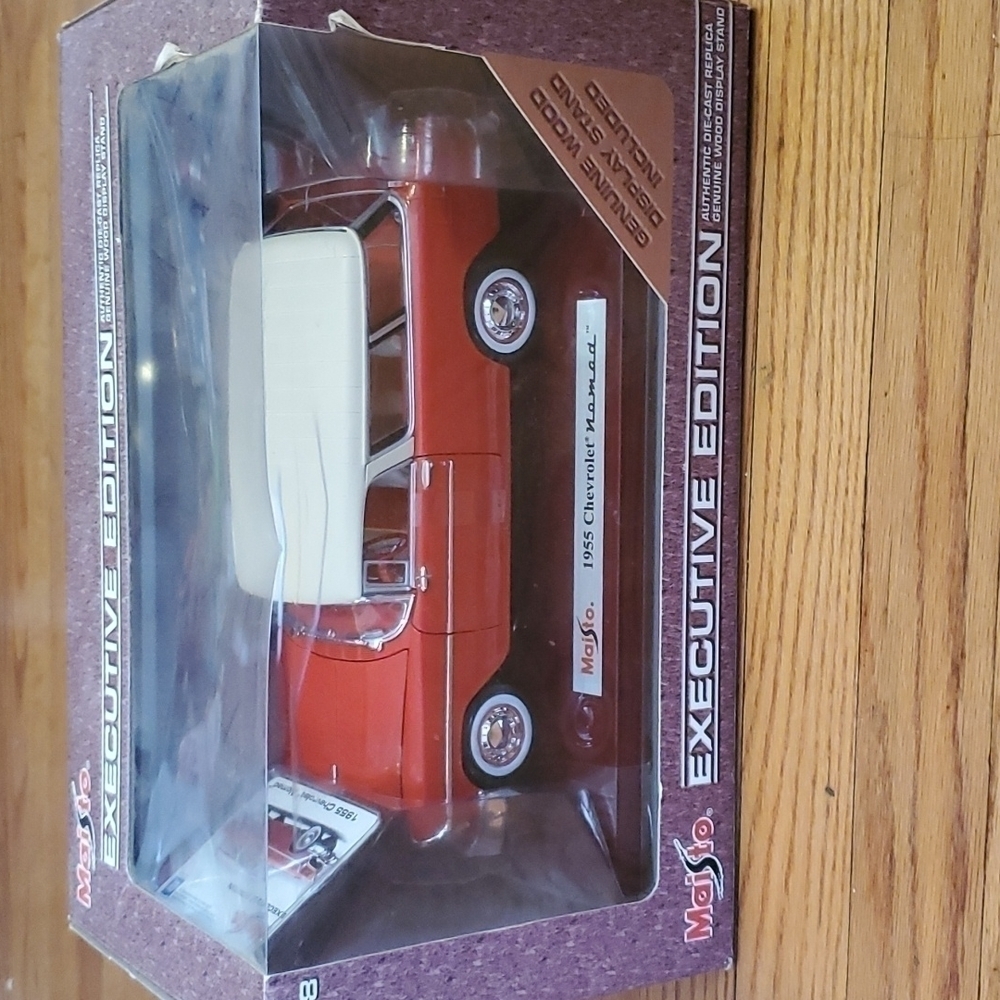 1955 Chevrolet Nomad authentic die cast replica woth wood display stand NIB